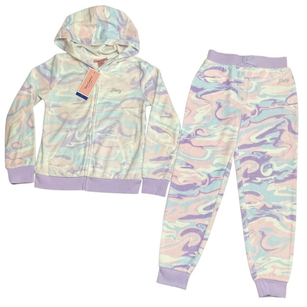 Juicy Couture Girl's Hoodie Joggers Set Velour Size 7 NWT LAST ONE!
